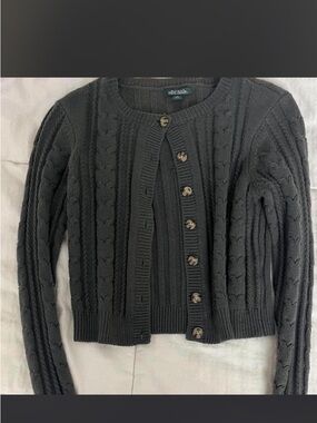 wild fable Black Cable-Knit Button Front Cardigan